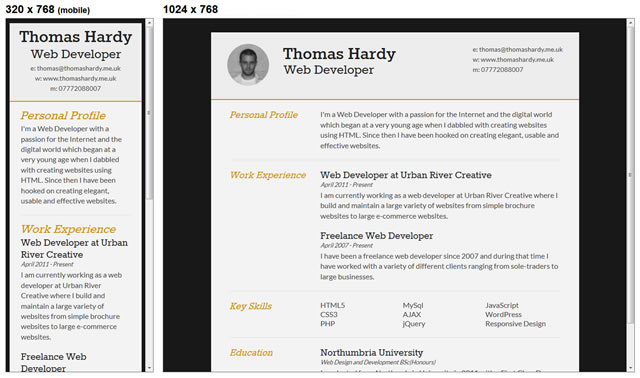 Responsive HTML/CSS3 CV Template