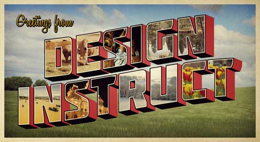 Design a Retro Postcard with 3D Text