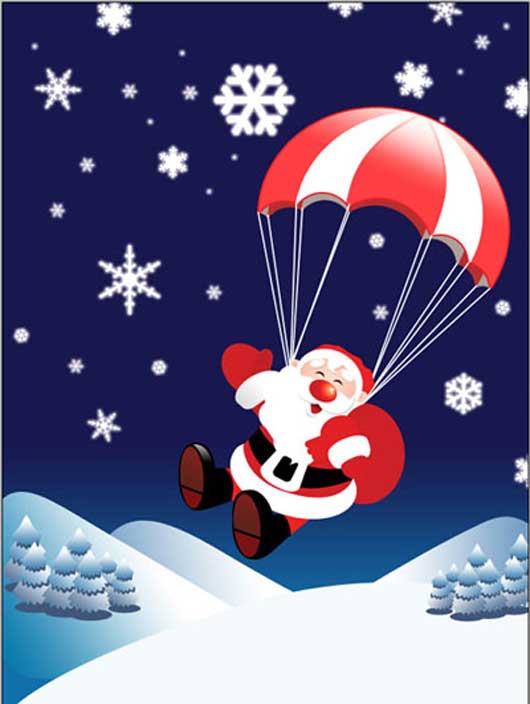 Flying Santa Claus with Gifts