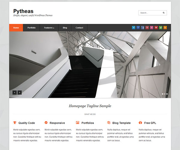 Pytheas Free Responsive Corporate/Portfolio WordPress Theme