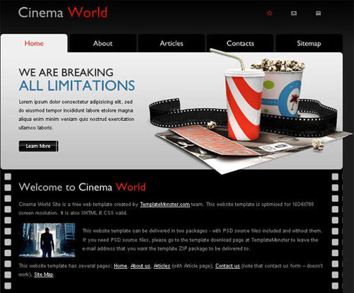 Free Cinema Website Template – A New Monday Freebie