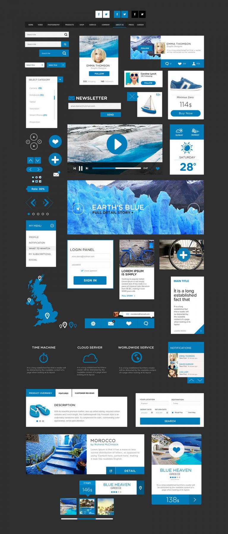 Freebie: The Flat Design UI Kit PSD by Enes Danis