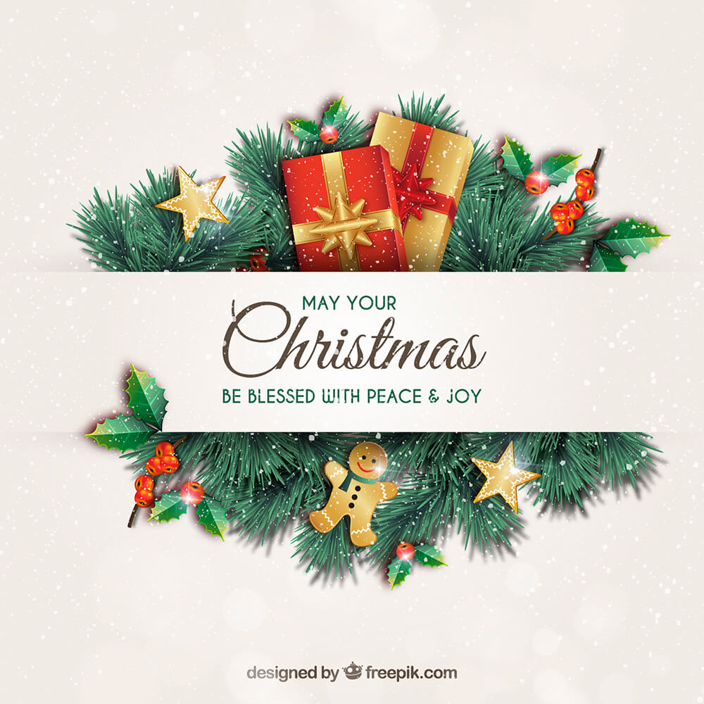 Christmas Greeting Card with Garlands
