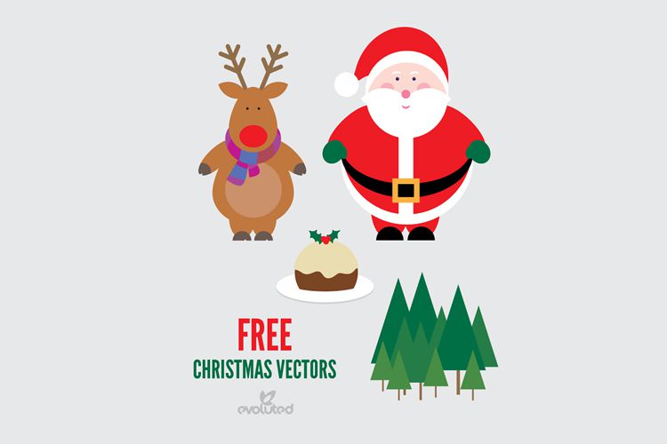 Santa Reindeer Christmas Pudding Vectors free holidays