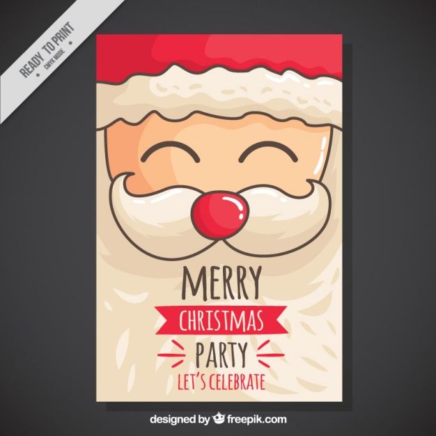 Christmas Party Invitation with Hand-drawn Santa Vector free holidays