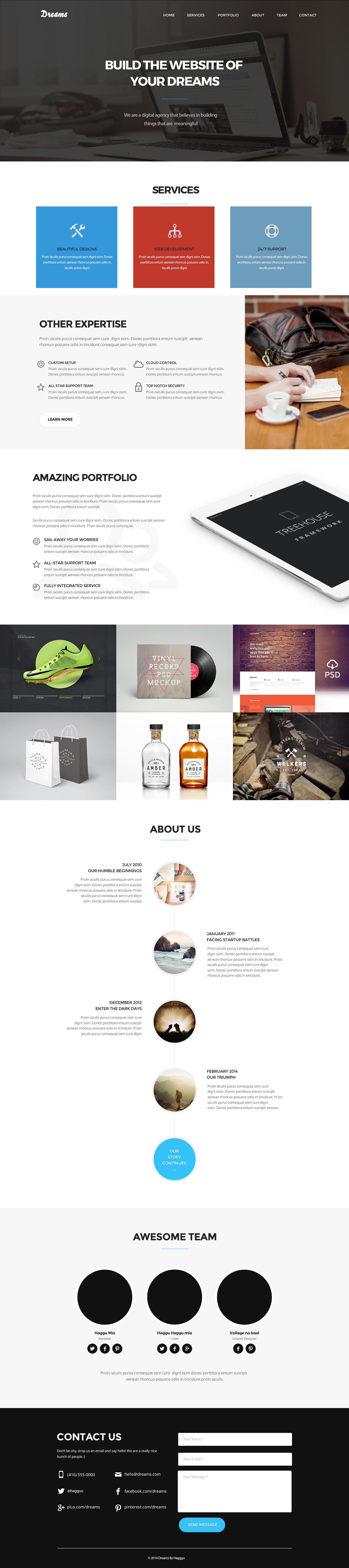 Dream One Page Web Template