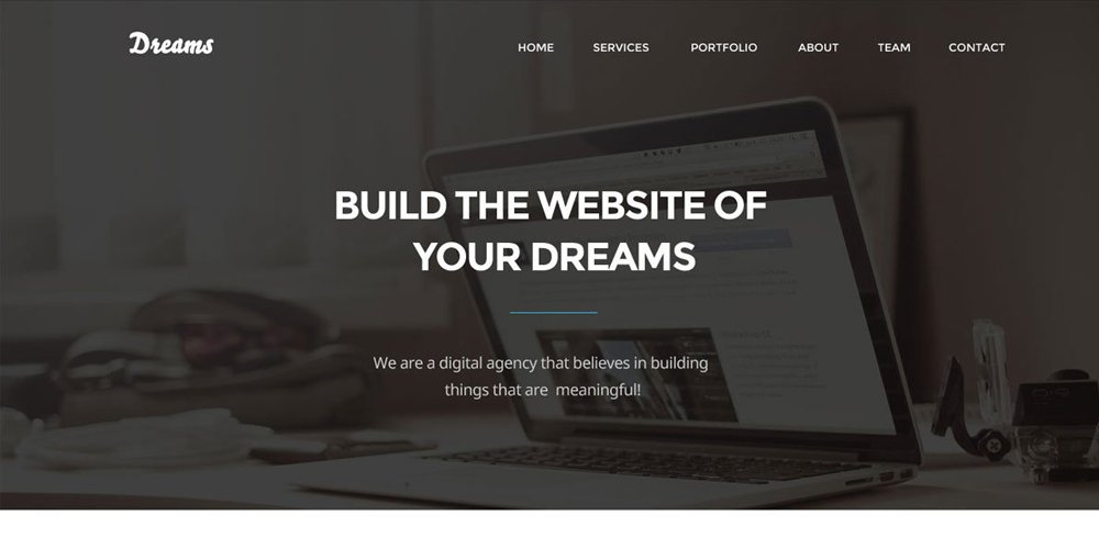 Dreams Free One Page Web Template