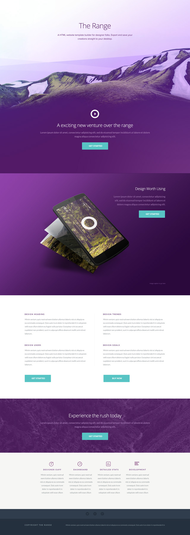 The Range - Single Pager Website Template PSD