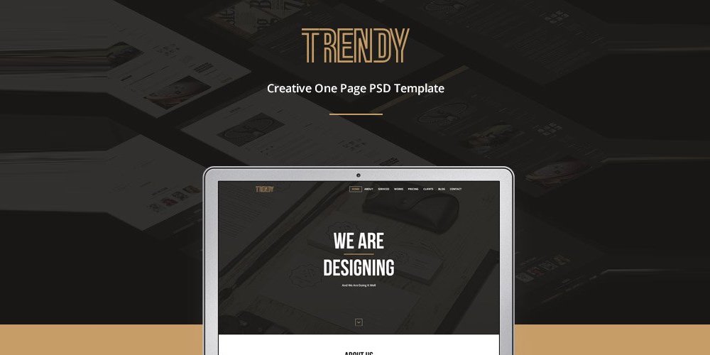 Trendy Creative One Page Template PSD