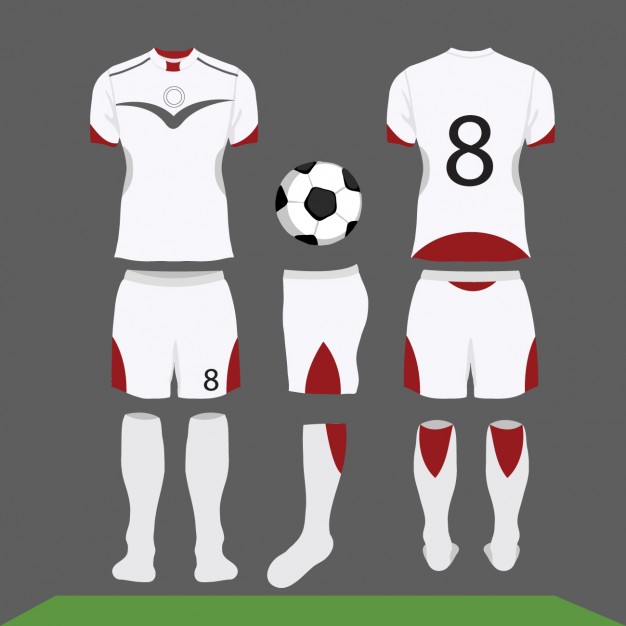 White Red Football Kit PSD