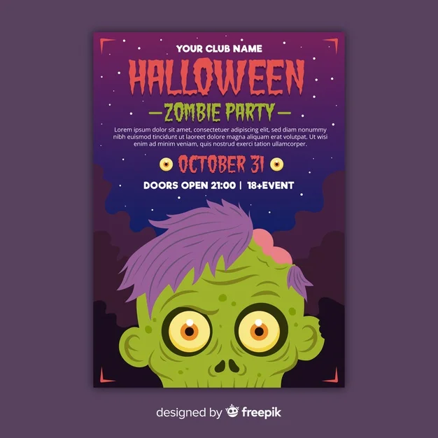 Close-Up Zombie Head Halloween Flyer