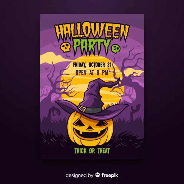 Colorful Hand Drawn Halloween Party Poster