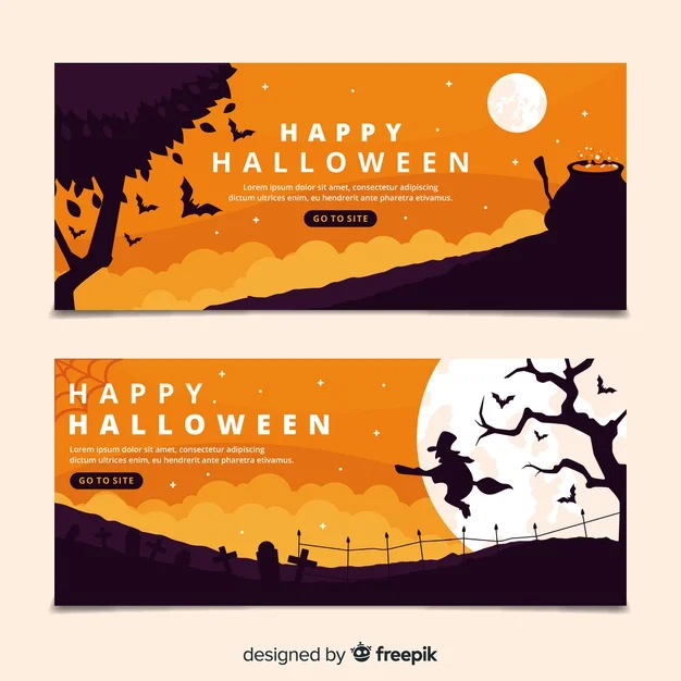 Flat Design Halloween Banners Template