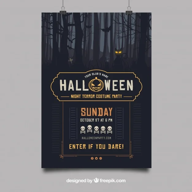 Halloween Party Poster with Tenebrous Forest