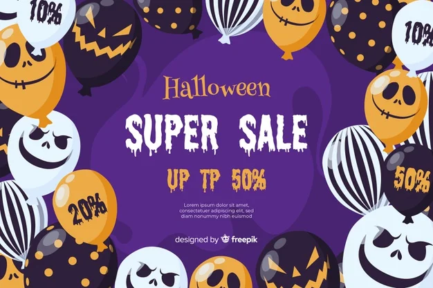 Halloween Sale Concept with Flat Design Background