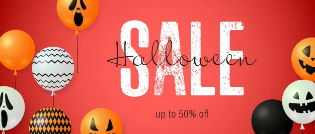 Collection of Halloween Sale Lettering Ghost Balloons